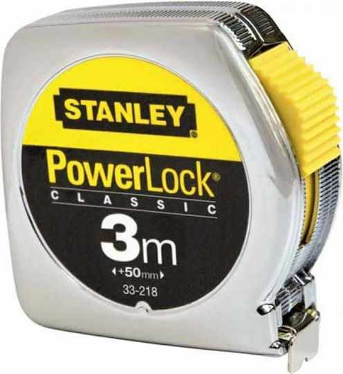 Stanley Power Lock Μετροταινία με Αυτόματη Επαναφορά 19mm x 3m
