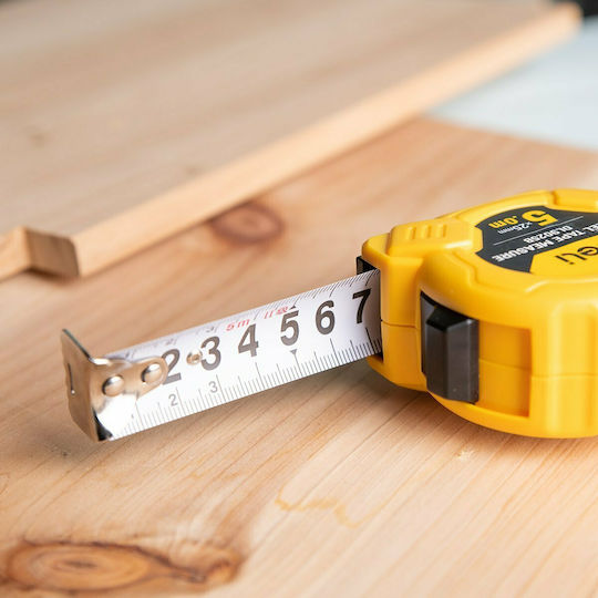 Deli Tape Measure with Auto-Rewind 25mm x 5m E