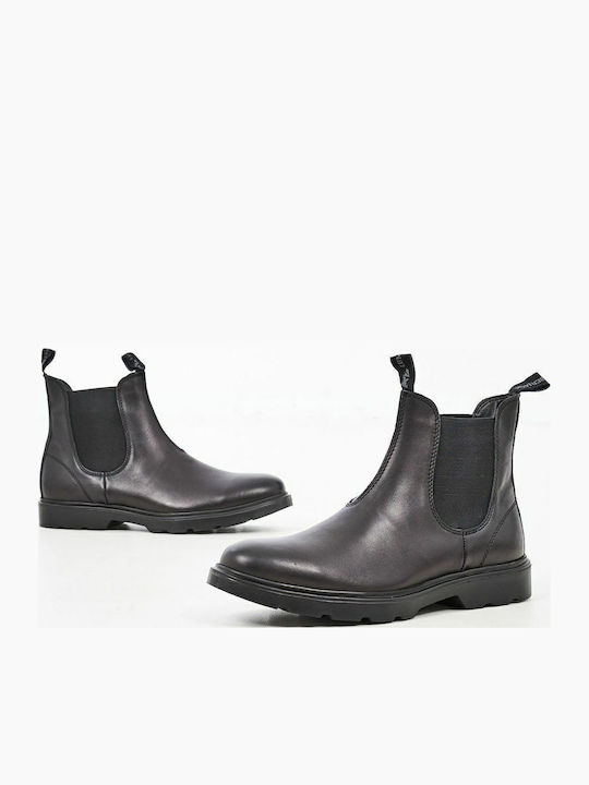 Hernest Leder Schwarz Chelsea Stiefeletten