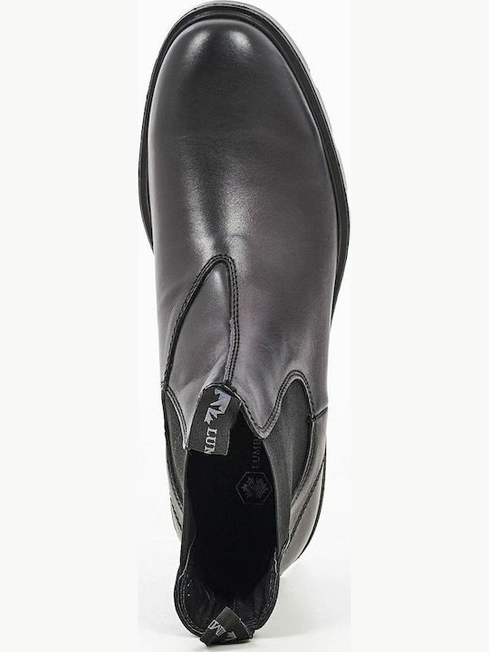 Hernest Leder Schwarz Chelsea Stiefeletten