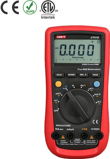 Uni-T Ψηφιακό Πολύμετρο True RMS με Buzzer με Μέτρηση AC / DC UT61E