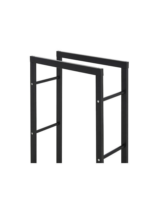 HomCom Μεταλλικό Ράφι Αποθήκευσης Ξύλων 60x25x150cm Μαύρο