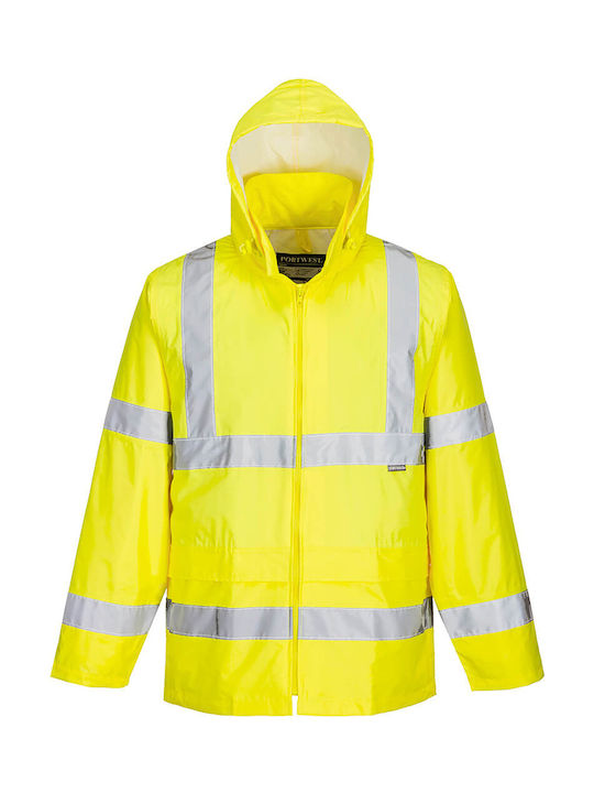 Portwest Reflective Work Jacket Hooded Yellow