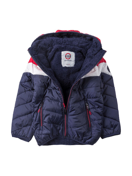 Kids' Quilted Jacket Short with Lining & Hood Blue