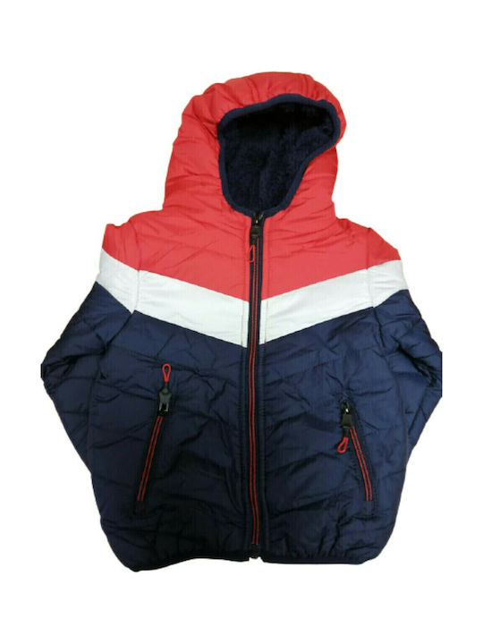 Kids' Quilted Jacket Short with Lining & Hood Blue