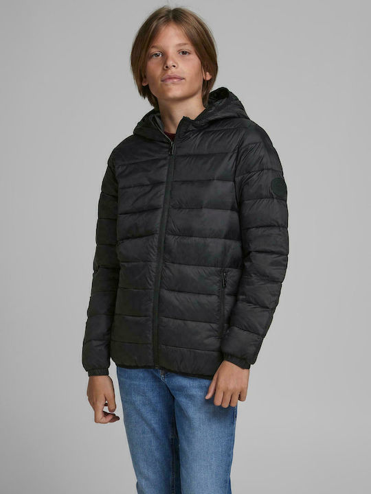 Kids' Quilted Jacket Short with Hood Black