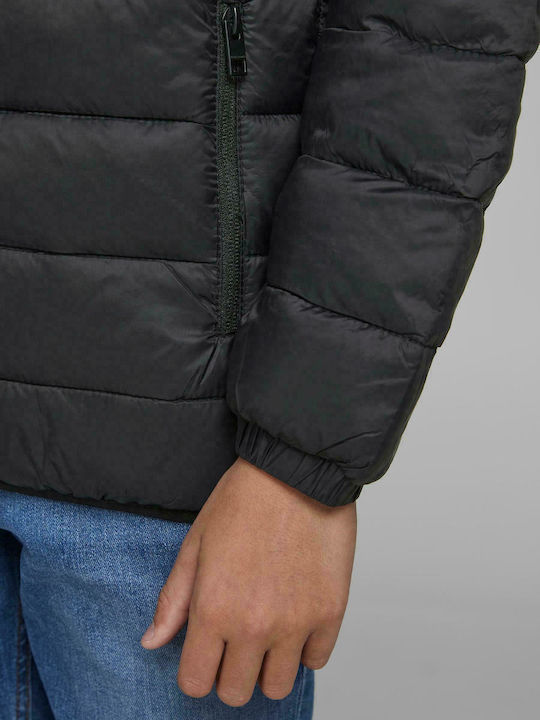 Kids' Quilted Jacket Short with Hood Black