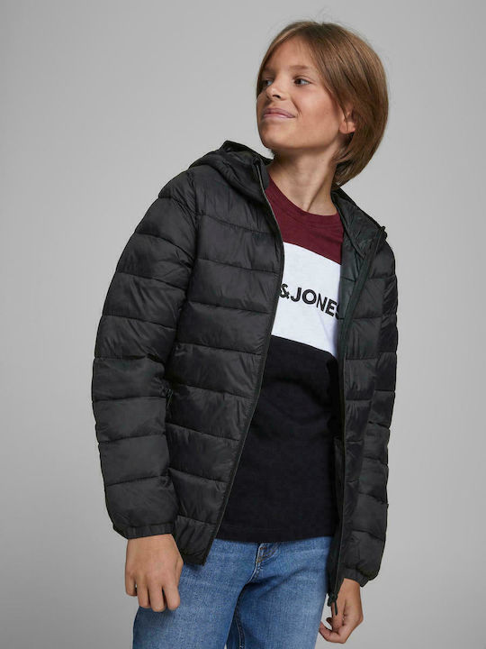 Kids' Quilted Jacket Short with Hood Black