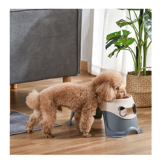 Pawhut Plastic Food and Water Bowl for Dog 800ml 47x25x20cm
