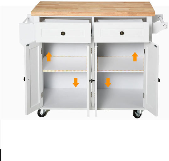 HomCom Boden-Küchenschrank Weiß 111x44,5x82,5cm