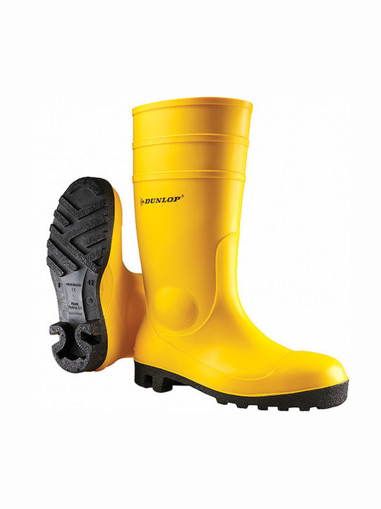 Dunlop Protomastor Non-Slip Work Wellies Knee Yellow