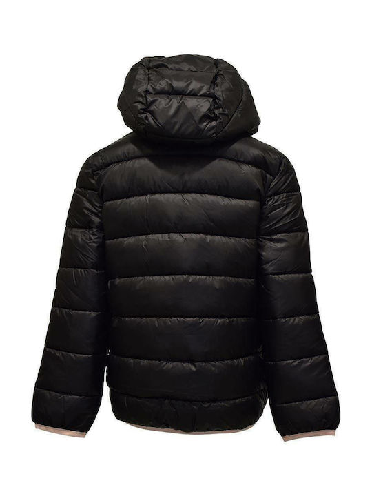 Kids' Quilted Jacket Short with Hood Black