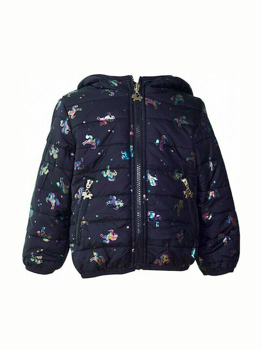 Kinder Steppjacke Kurz mit Futter & Kapuze Blau
