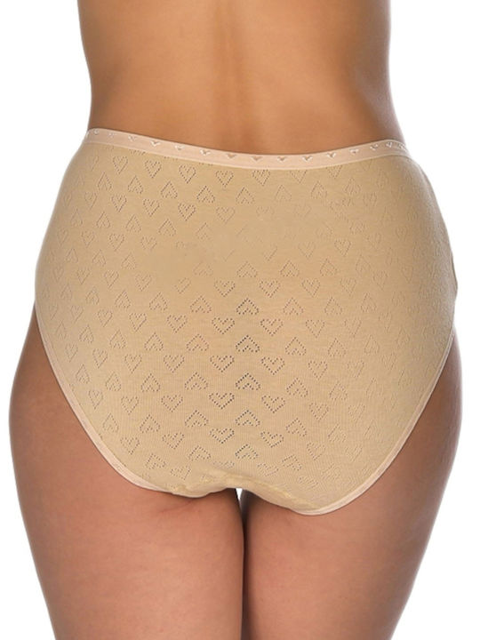 Klassischer Baumwollslip für Damen in Beige mit dünnem Gummibund