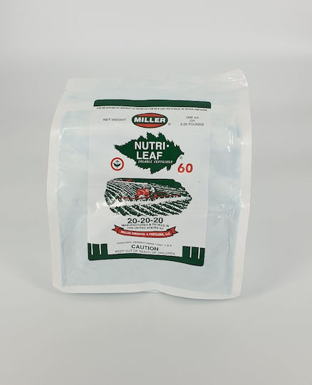 Miller Chemical Nutrileaf Crystal Fertilizer Nitrogen, Phosphorus, Potassium (20-20-20) General Use 1kg