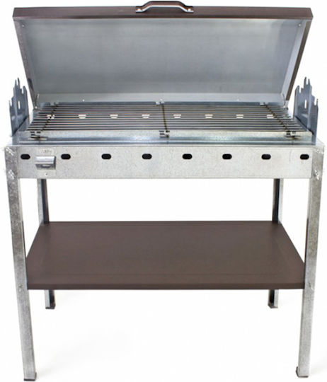 Pitsilos BBQ 800 Galvanized Charcoal Grill with Lid 75cmx35cm
