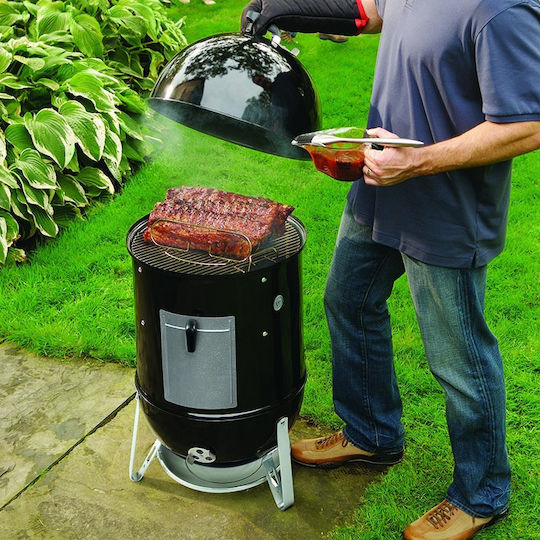 Weber Smokey Mountain Stainless steel Charcoal Grill with Lid and Thermometer 47cmx47cm