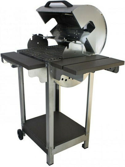 Pitsilos Rostfreier Stahl Holzkohlegrill mit Deckel und Thermometer 45cmx40cm