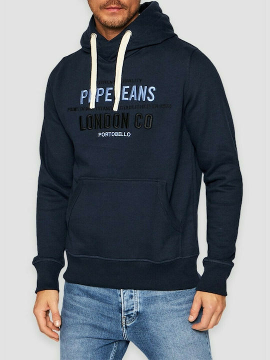 Neville Men's Sweatshirt with Hood and Pockets Navy Blue
