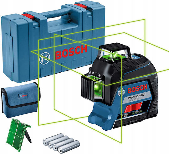 Bosch GLL 3-80 G Αυτορυθμιζόμενο Γραμμικό Αλφάδι Laser Πράσινης Δέσμης 1.5V με Εύρος Εργασίας 30m