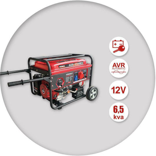 Miyake HZB6500E3 Τριφασική Γεννήτρια Βενζίνης Τετράχρονη με Χειροκίνητη - Ηλεκτρική Μίζα, Ρόδες και Μέγιστη Ισχύ 6.5kVA