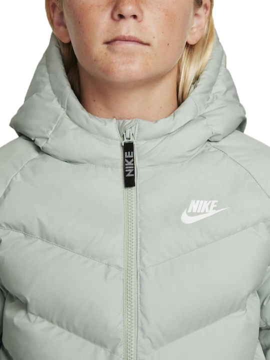 Kids' Sports Jacket Short with Hood Khaki Sportswear