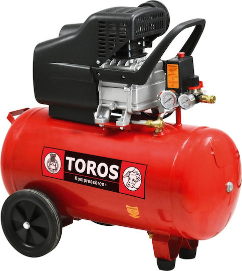 Toros TM 50/2.5 Еднофазен Въздушен компресор с Мощност 2.5к.с и Резервоар 50лт 40138