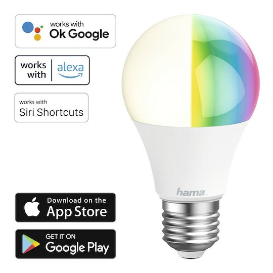 HAMA Bec Smart LED 10W pentru Dulie E27 RGBW 806lm Reglabil în intensitate