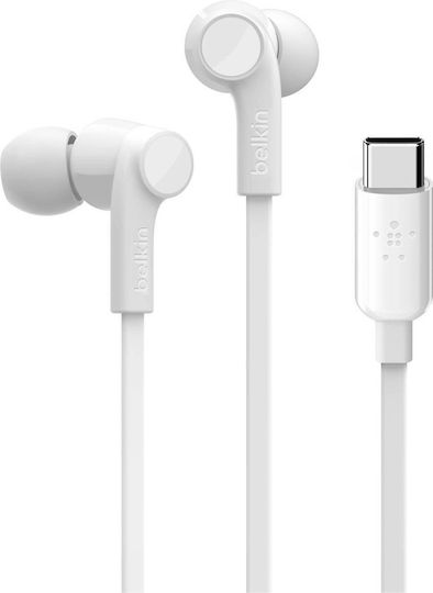 Belkin Rockstar USB-C In-ear Handsfree με Βύσμα USB-C Λευκό