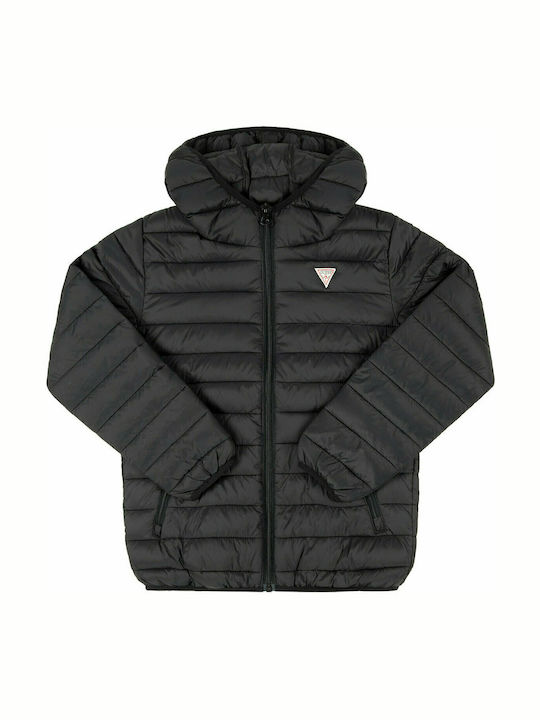 Kids' Quilted Jacket Short with Lining & Hood Black