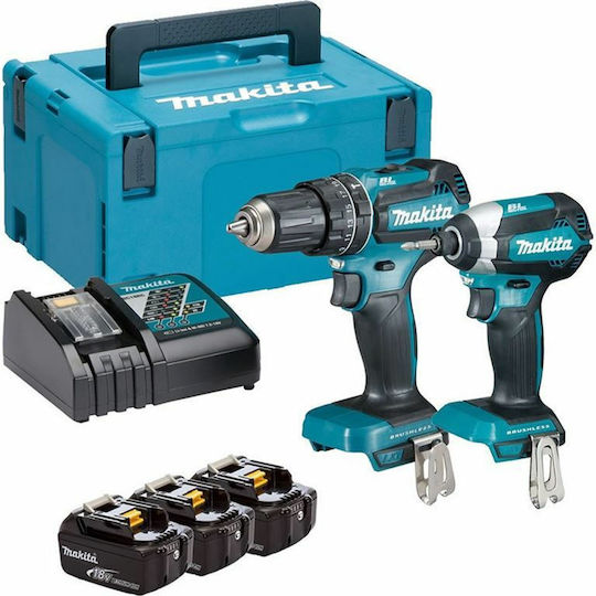 Makita DLX2283JX1 Set Mașină de găurit & Șurubelniță cu impact Brushless 18V cu 3 baterii 3Ah și husă