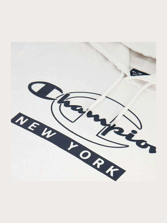 New York Φούτερ με Κουκούλα Λευκό