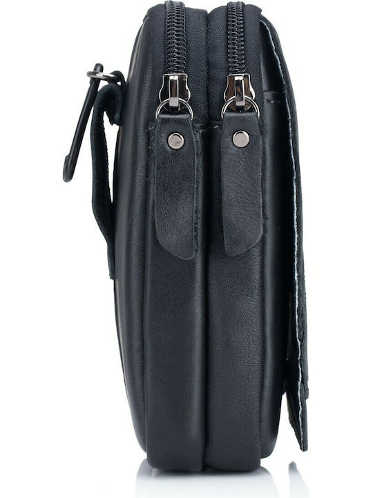 YB-0012 Men's Leather Belt Bag Black