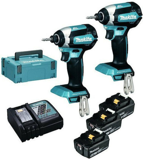 Makita DLX2236TJ1 Σετ 2 Παλμικά Κατσαβίδια 18V με 3 Μπαταρίες 5Ah και Θήκη