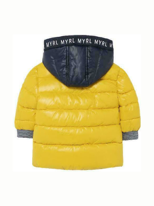 Kids' Quilted Jacket Long with Hood Yellow