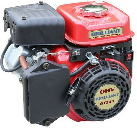 Brilliant GT 241-P Gasoline Engine 4 Stroke 79.66cc 2.4hp Maximum Revolutions 3600rpm Horizontal Axis with Thread and Starter (Tank 1.5lt)