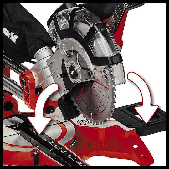 Einhell TC-SM 2131/1 Dual Miter Saw Electric Sliding with Power 1500W, Laser Guide, Cutting Disc Diameter 210mm & Cutting Speed 4900rpm