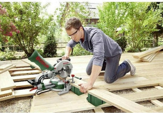 Bosch PCM 8 S Miter Säge Schiebe mit Leistung 1200W, Laserführung & Sägeblattdurchmesser 216mm
