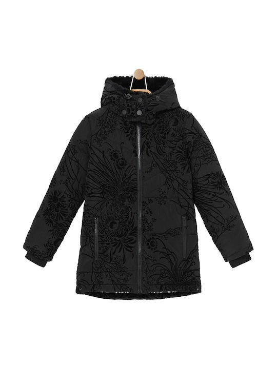 Desigual Kinderjacke Kurz mit Futter & Kapuze Schwarz