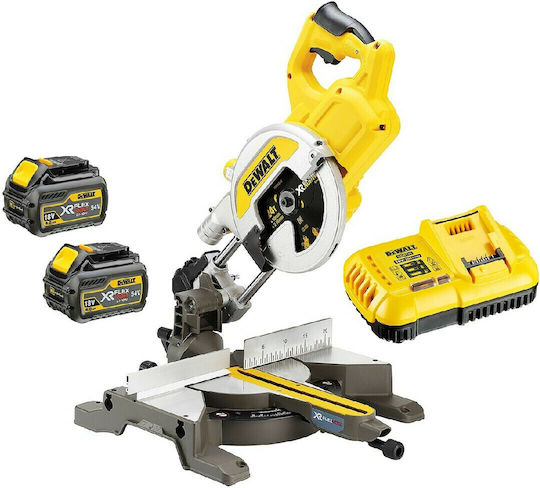 DEWALT Akku-Kapp- und Gehrungssäge 54V Schiebesäge Scheibendurchmesser 216mm 2x6Ah
