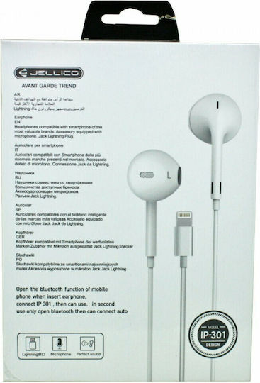 Jellico IP-301 Earbuds Handsfree with Lightning Connector White