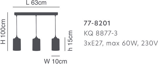 Home Lighting Smog Pendant Light Gray Rail with Socket E27 63x100x100cm