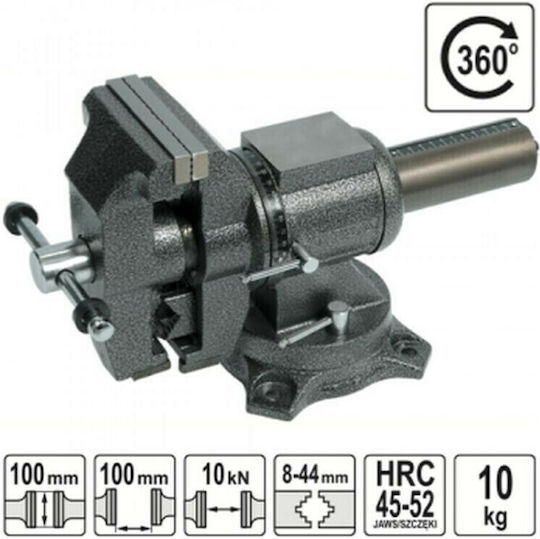 Yato Rotating Vise Multiple Angles Cast Iron With Maximum Opening 100mm