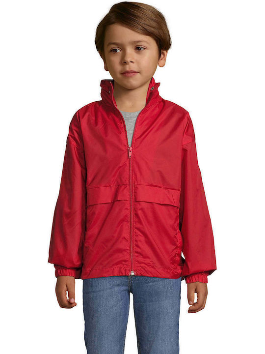 Surf Kids Waterproof Kids Sports Jacket Short Windproof Red