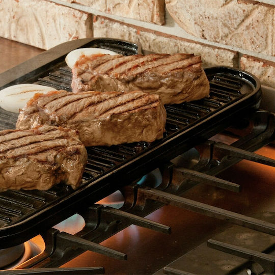Lodge Non-Stick Double Sided Baking Plate with Cast Iron Flat & Grill Grilling Surface 51cm x 26cm x 2.05cm