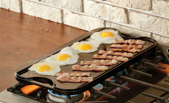 Lodge Non-Stick Double Sided Baking Plate with Cast Iron Flat & Grill Grilling Surface 51cm x 26cm x 2.05cm