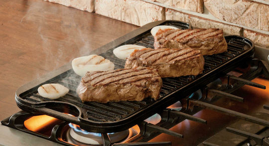 Lodge Non-Stick Double Sided Baking Plate with Cast Iron Flat & Grill Grilling Surface 51cm x 26cm x 2.05cm