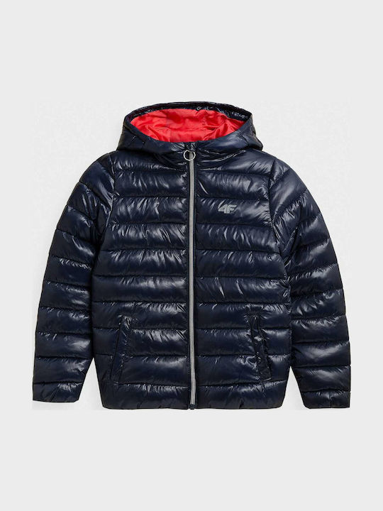 Kids' Quilted Jacket Short with Hood Navy Blue