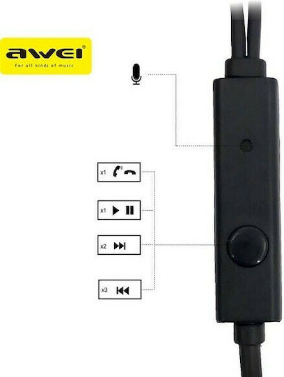 Awei PC-6 In-ear Handsfree Headphones with Connector 3.5mm Black