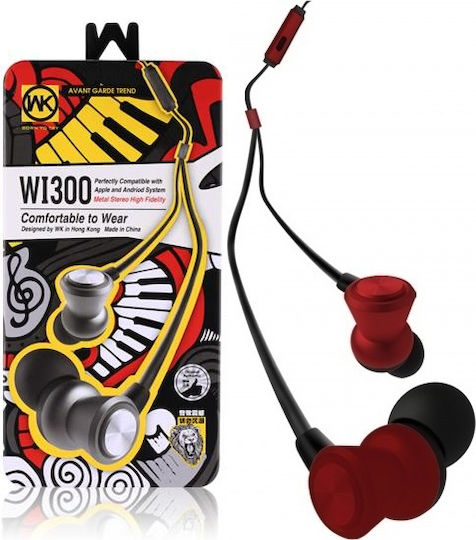 WK Wi-300 In-ear Handsfree με Βύσμα 3.5mm Κόκκινο